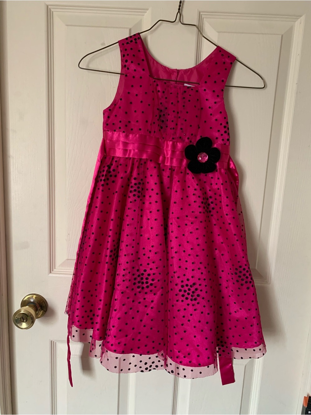 4/$20 Jona Michelle Hot Pink and Black Polka Dot Party Dress